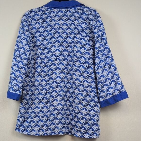 Sigrid Olsen Linen Popover 3/4 Length Sleeve Blouse Top Size XL Amalfi Blue - Picture 7 of 8